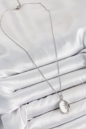 316l Steel Zircon Stone Half Sun Pattern Silver Color Women Necklace - Brand: Ebijuteri - Women's Clothing Wholesale - Globality Store