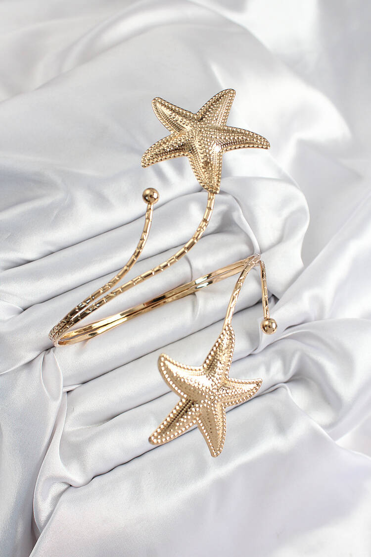 Brass Starfish Model Gold Color Women's Waist Bracelet - Brand: Ebijuteri - Women's Clothing Wholesale - Globality Store