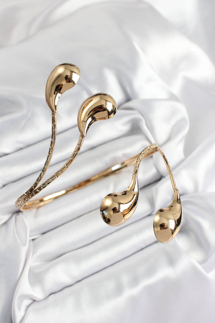 Brass Drop Pattern Gold Color Women's Waist Bracelet - Brand: Ebijuteri - Women's Clothing Wholesale - Globality Store