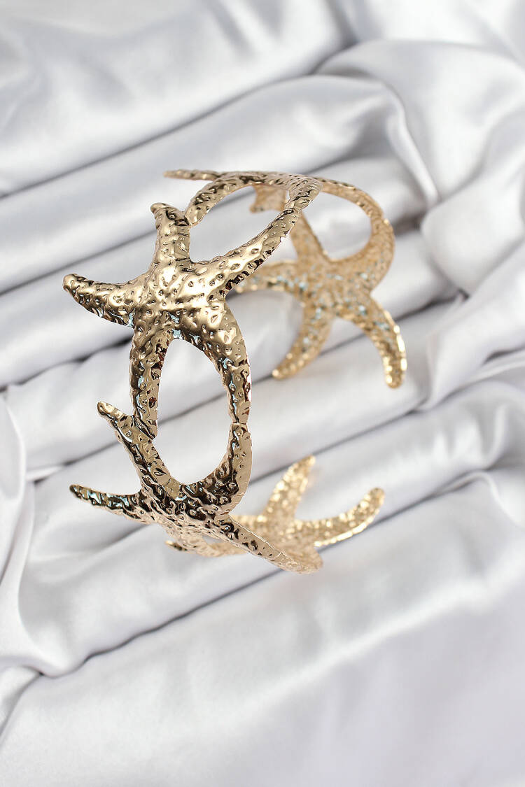 Brass Inline Starfish Model Gold Color Women's Waist Bracelet - Brand: Ebijuteri - Women's Clothing Wholesale - Globality Store