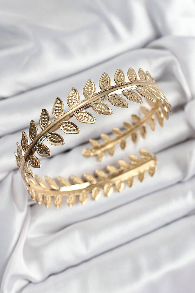 Brass Leaf Pattern Gold Color Women's Waist Bracelet - Brand: Ebijuteri - Women's Clothing Wholesale - Globality Store