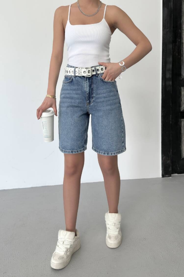 High Waist Bermuda Shorts