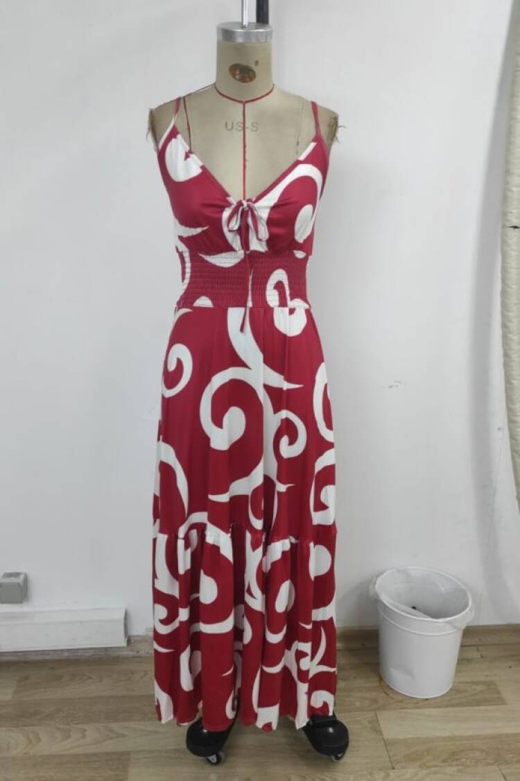 Red Fit And Flare Sleeveless Sweetheart Neck Dress