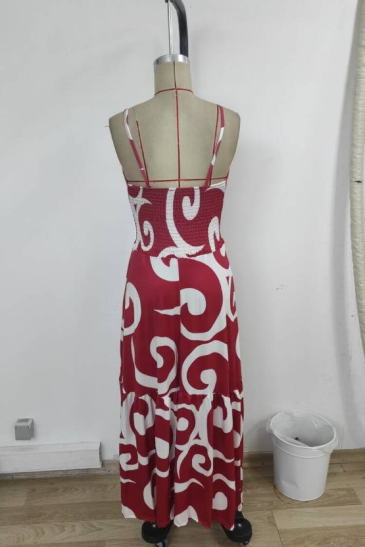 Red Fit And Flare Sleeveless Sweetheart Neck Dress
