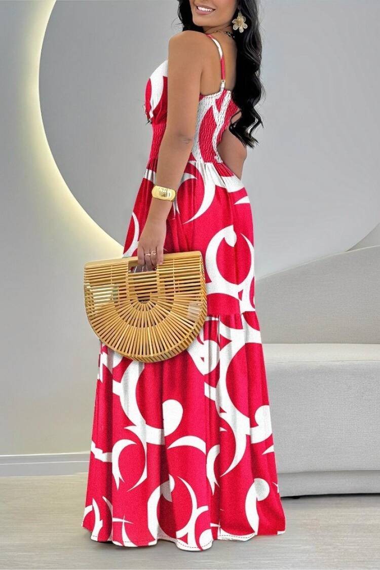 Red Fit And Flare Sleeveless Sweetheart Neck Dress