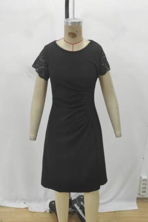Elegant Black Sheath Dress With Short Sleeves - Brand: Janes - Women's Clothing Wholesale - Globality Store