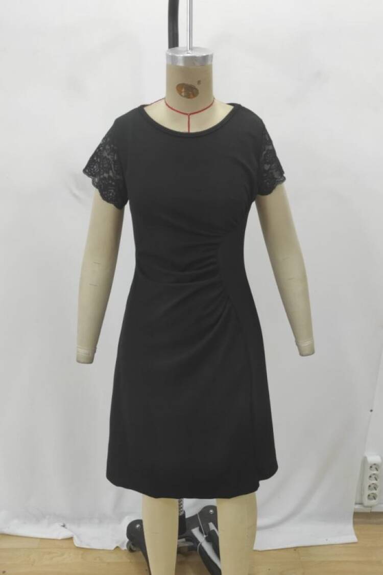 Elegant Black Sheath Dress With Short Sleeves