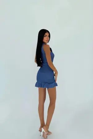 Blue Sexy Elegant Formal Bodycon Dress - Brand: EYYO ATELIER - Women's Clothing Wholesale - Globality Store