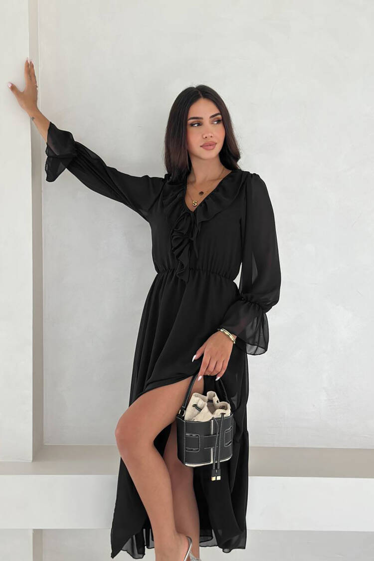 Elegant Maxi Dress With V-Neck And Slit