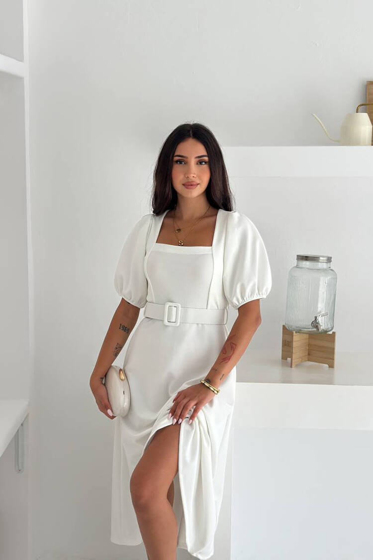 Elegant Formal Puff Sleeve A-Line Dress