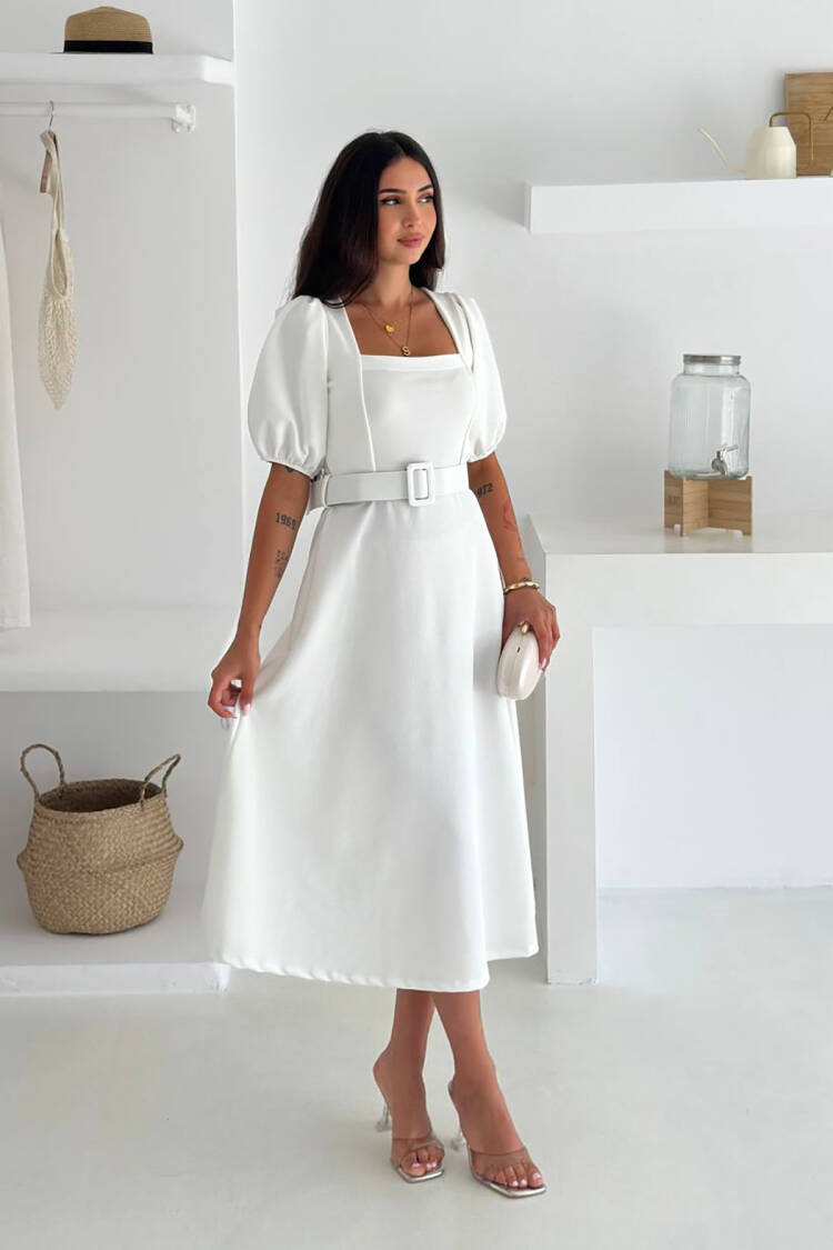 Elegant Formal Puff Sleeve A-Line Dress
