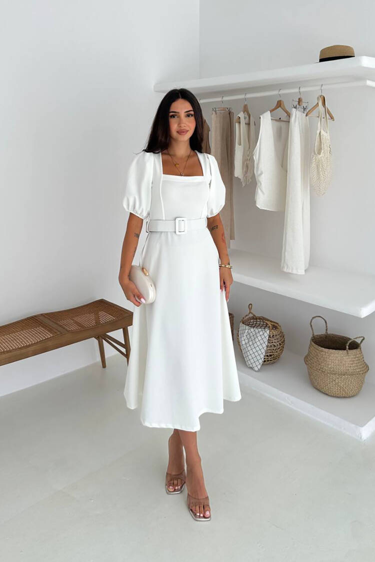 Elegant Formal Puff Sleeve A-Line Dress