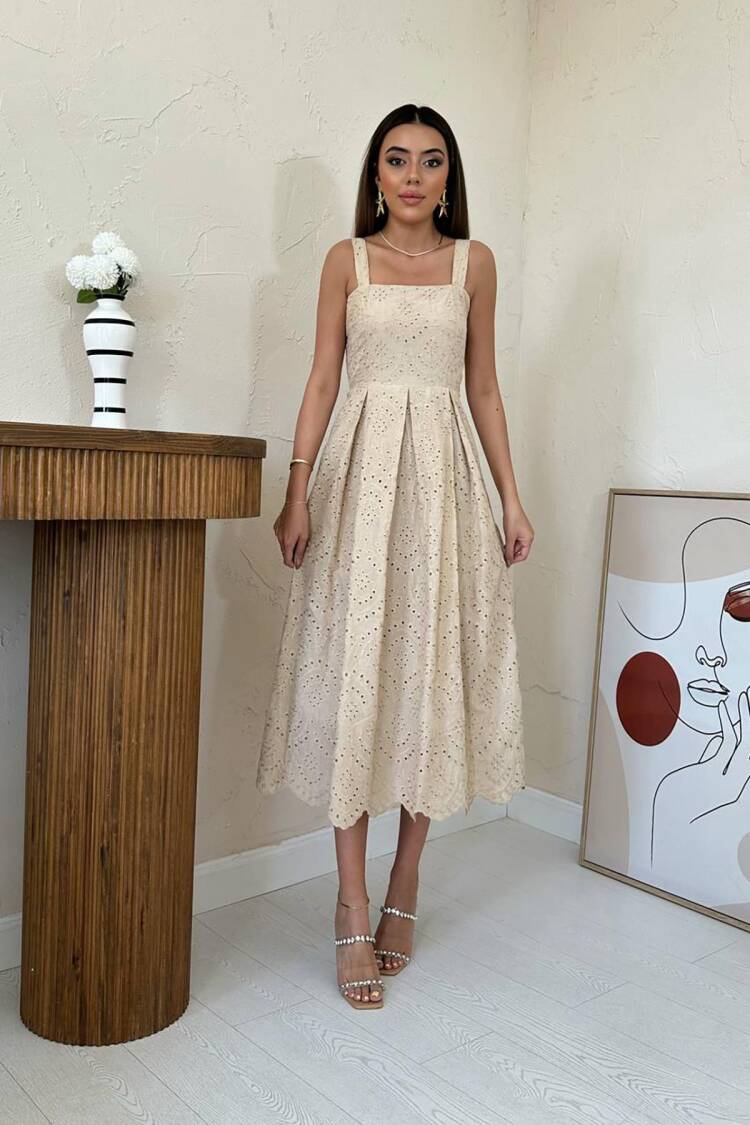 Fit And Flare Dress With Square Neck