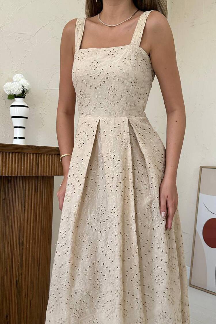 Fit And Flare Dress With Square Neck