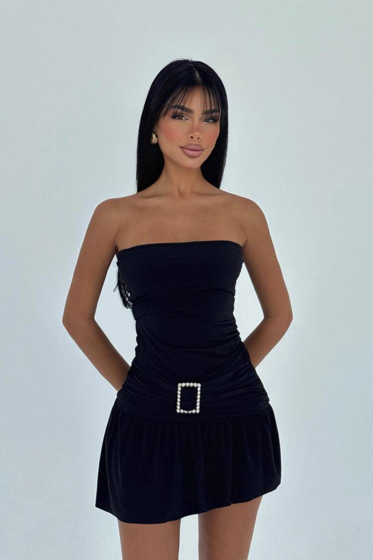 Sexy Elegant Strapless Mini Slip Dress With Cap Sleeve