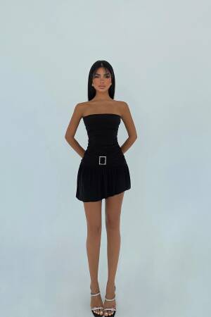 Sexy Elegant Strapless Mini Slip Dress With Cap Sleeve