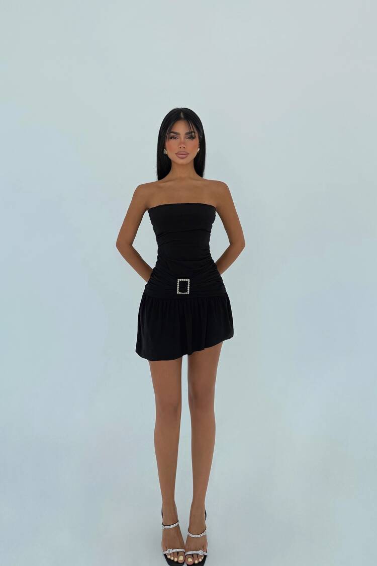 Sexy Elegant Strapless Mini Slip Dress With Cap Sleeve
