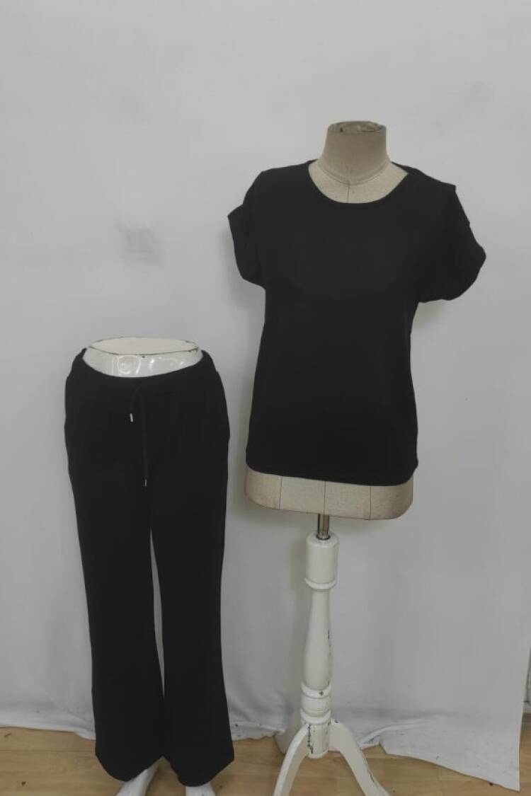 Black Elegant Casual Set With Palazzo Pants