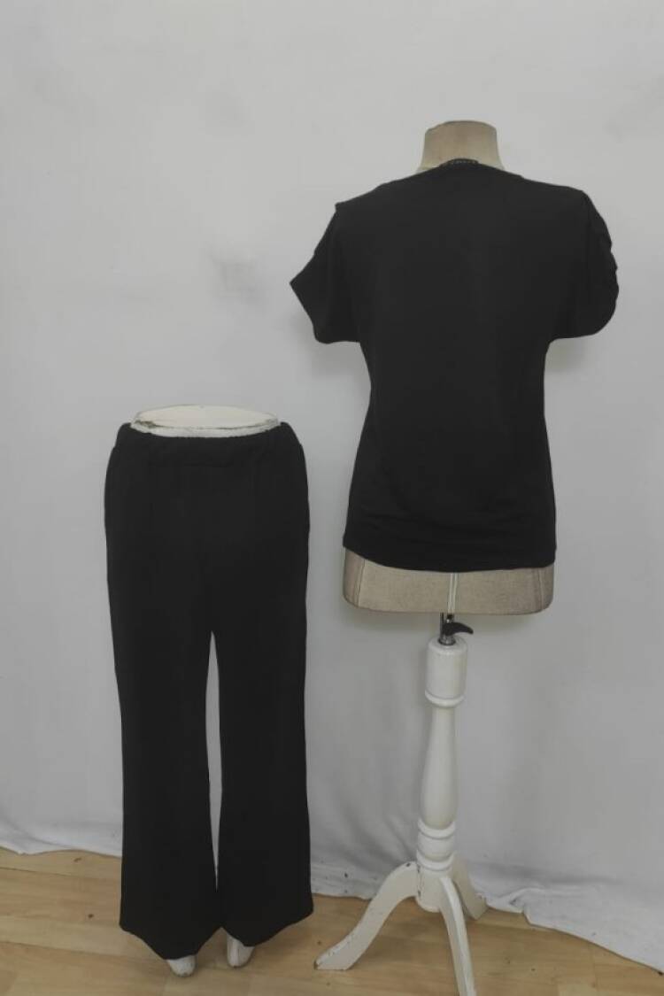 Black Elegant Casual Set With Palazzo Pants