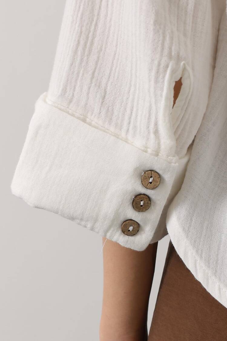 White Casual Elegant Boho Shirt