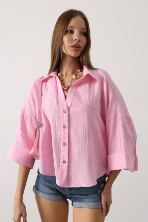 Oversized Casual Shirt With Notched Neck