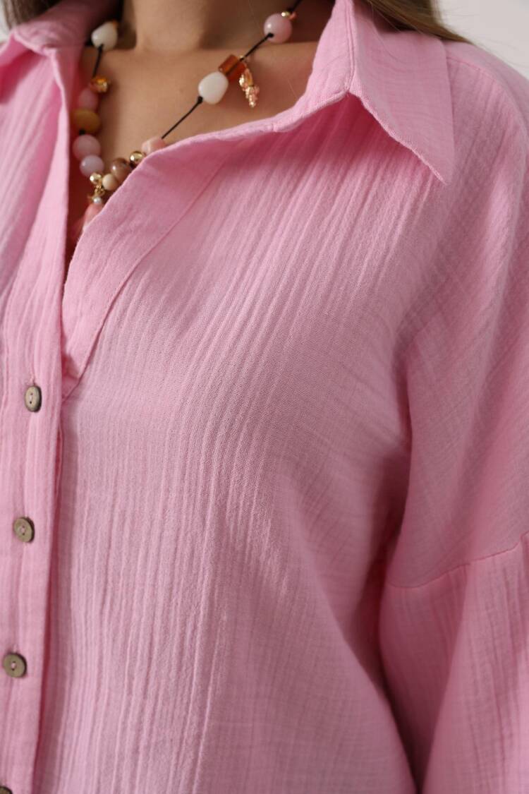 Oversized Casual Shirt With Notched Neck