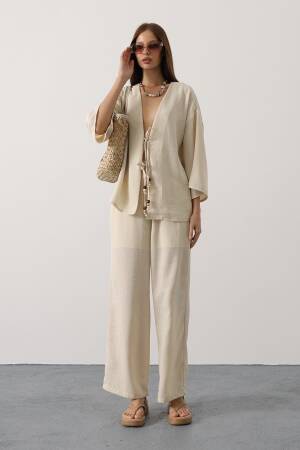 Beige Elegant Boho Palazzo Set