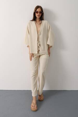 Beige Elegant Boho Palazzo Set