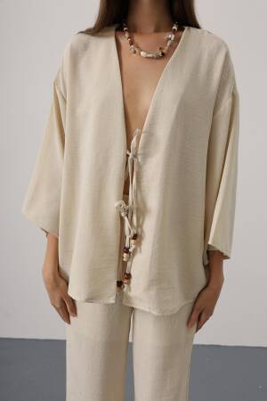 Beige Elegant Boho Palazzo Set