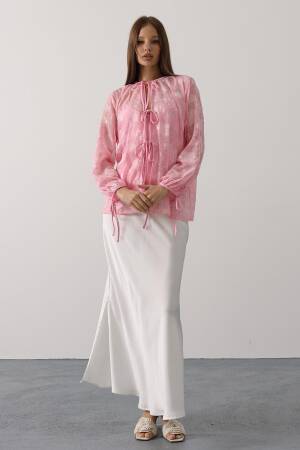 Floral Elegant Casual Shirt With Tie Closure