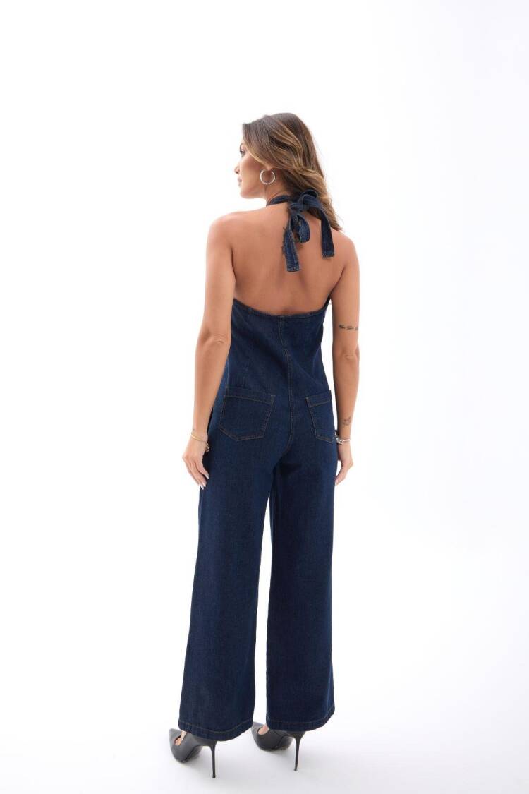 Navy Blue Sleeveless V-Neck Jumpsuit