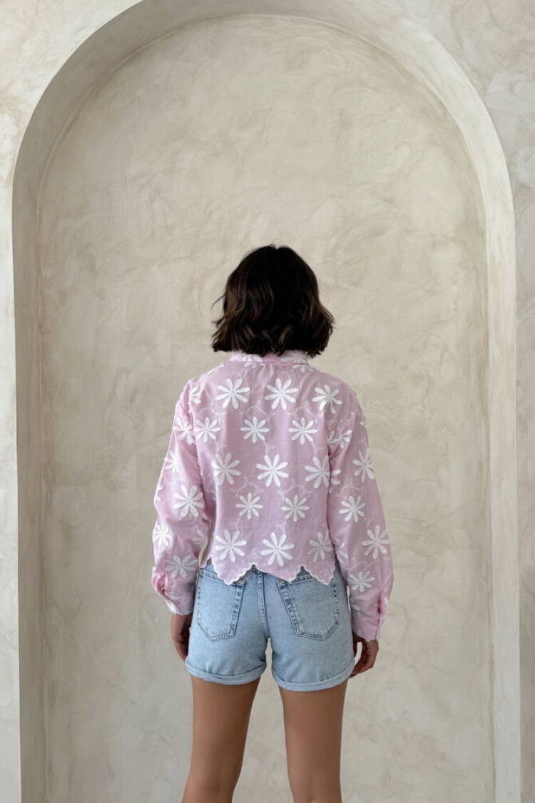 Pink Boho Floral Buttoned Shirt