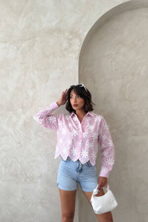 Pink Boho Floral Buttoned Shirt