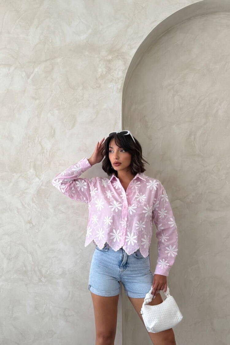 Pink Boho Floral Buttoned Shirt