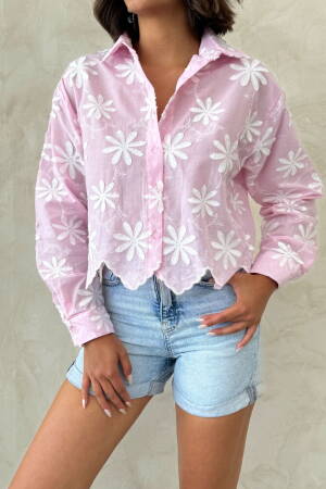 Pink Boho Floral Buttoned Shirt