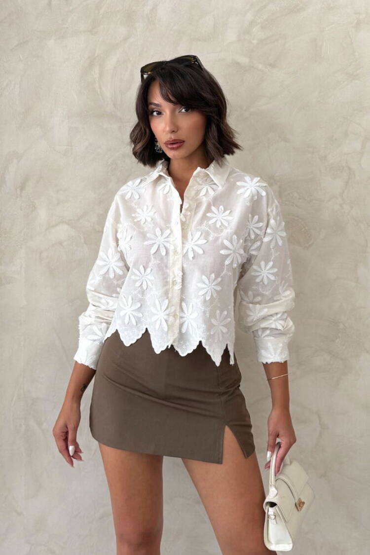 White Floral Casual Elegant Boho Shirt
