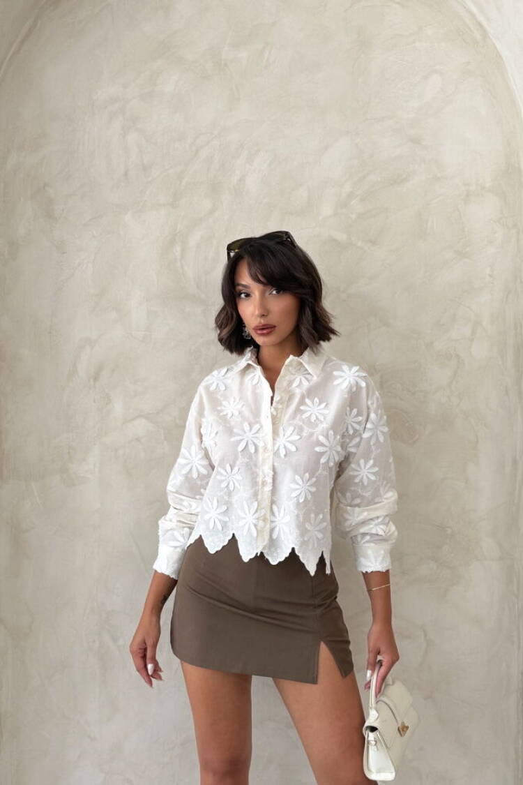 White Floral Casual Elegant Boho Shirt