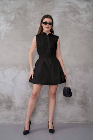 Sleeveless Notched Neck Shirt Mini Dress