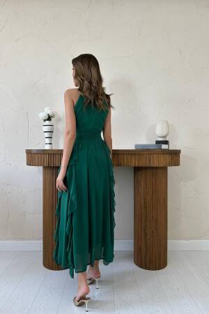 Elegant Green Maxi Fit And Flare Dress