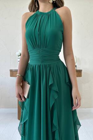 Elegant Green Maxi Fit And Flare Dress