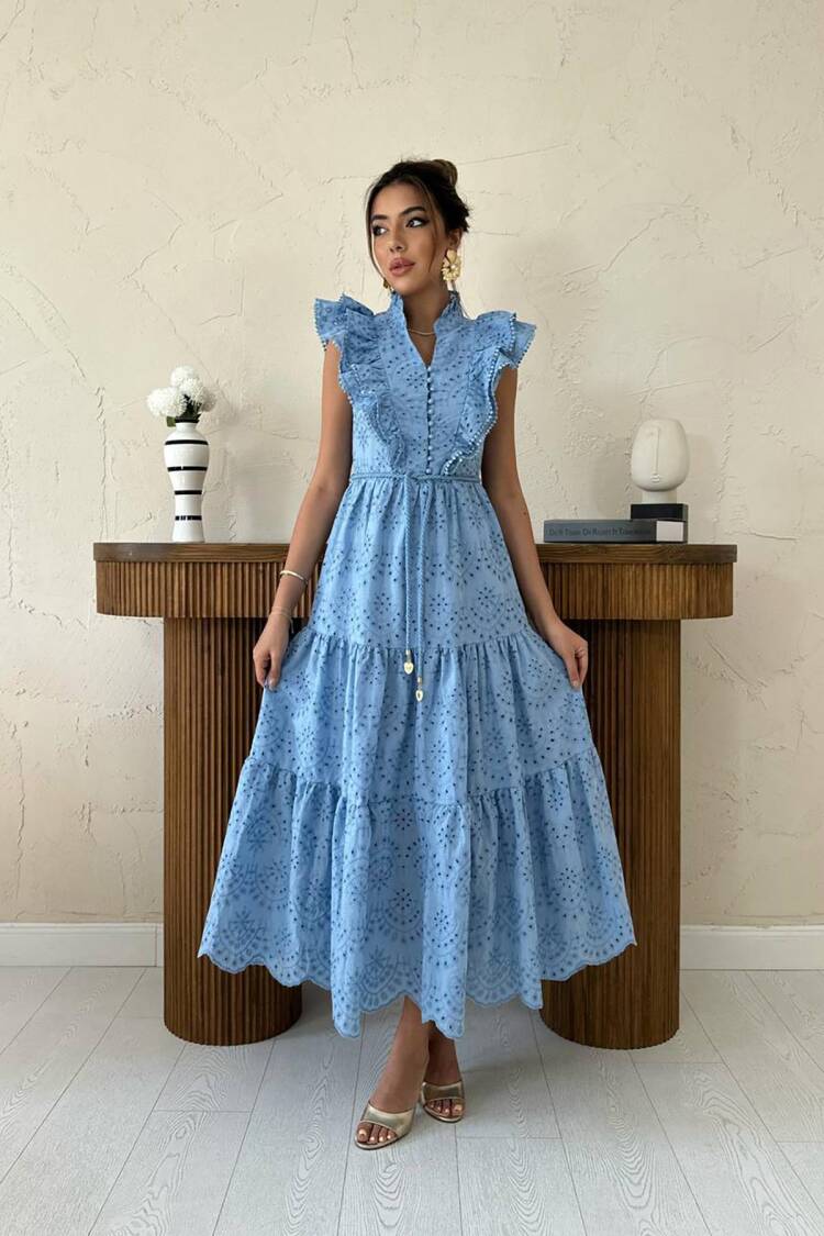 A-Line Ruffle Sleeve Dress