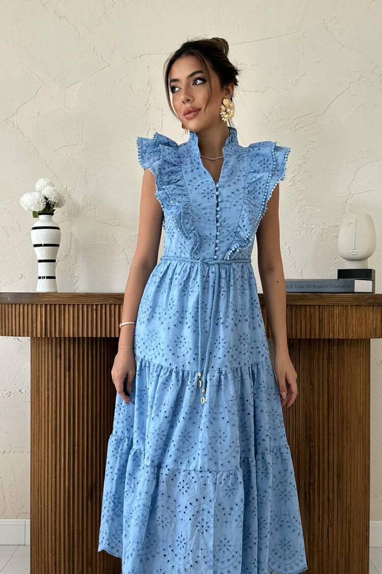 A-Line Ruffle Sleeve Dress