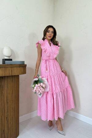 A-Line Maxi Dress With Ruffle Sleeves