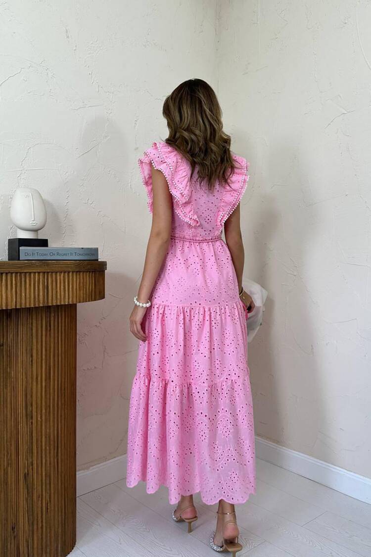 A-Line Maxi Dress With Ruffle Sleeves
