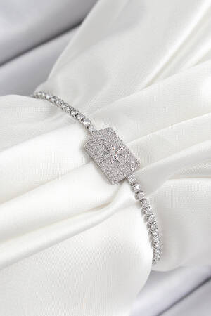Brass Zircon Stone Pole Star Model Silver Color Elevator Women Bracelet
