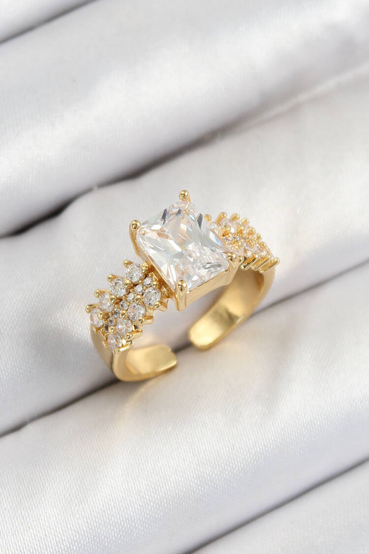 Brass Large Zircon Stone Pattern Gold Color Women Ring - Brand: Ebijuteri - Women & Kids, Baby Clothes Wholesale - Globality Store