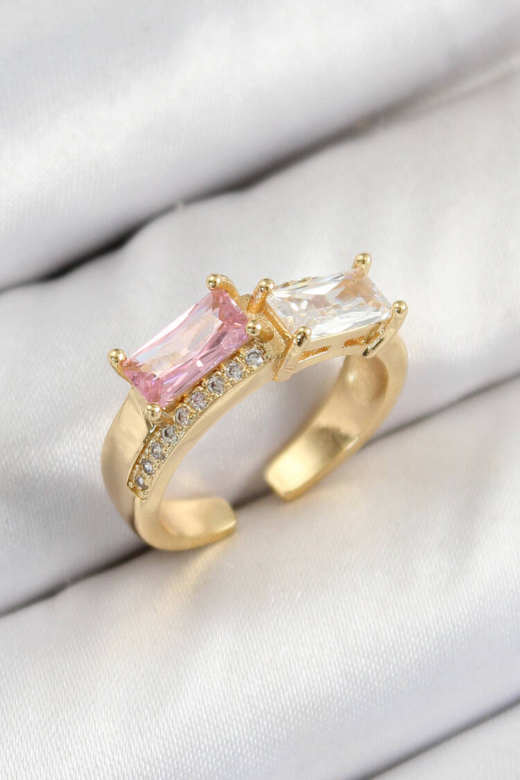 Brass Zircon Stone Rectangle Model Gold Color Women Ring - Brand: Ebijuteri - Women & Kids, Baby Clothes Wholesale - Globality Store