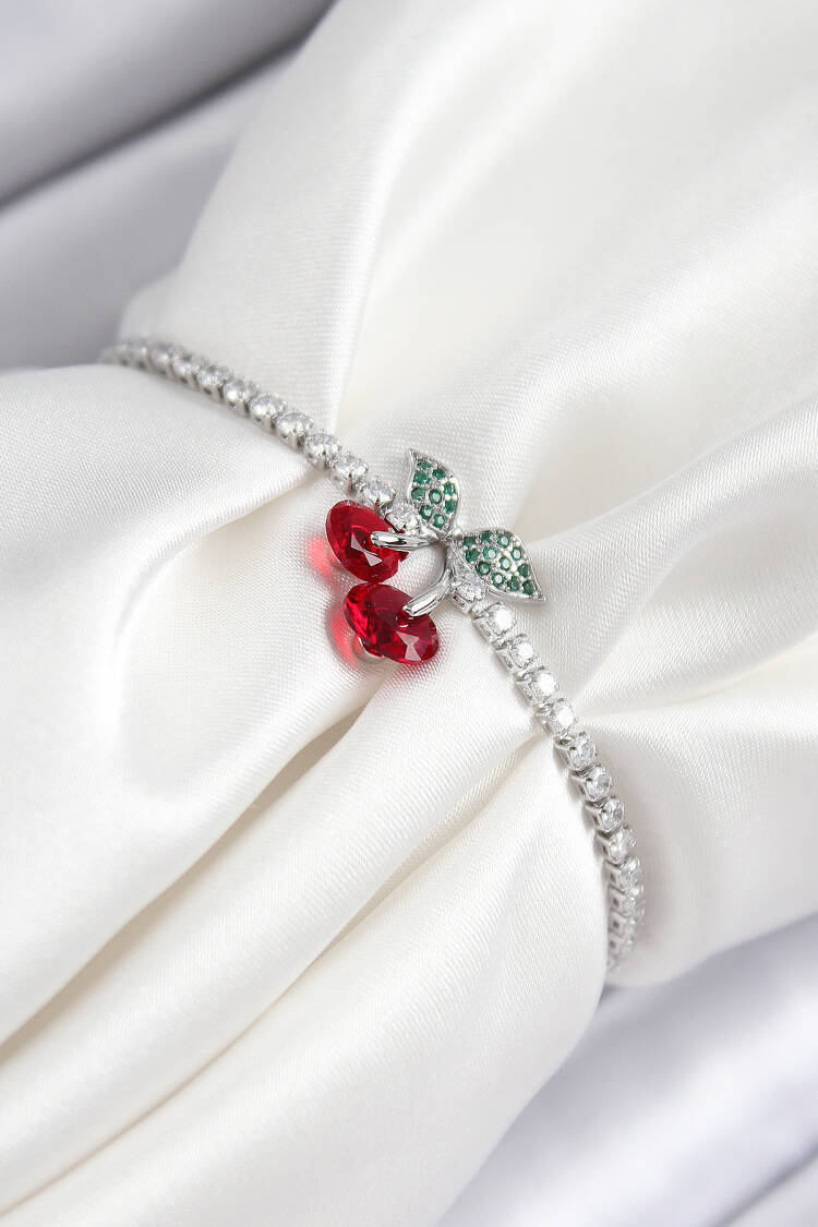 Brass Zircon Stone Cherry Model Silver Color Elevator Women Bracelet - Brand: Ebijuteri - Women & Kids, Baby Clothes Wholesale - Globality Store