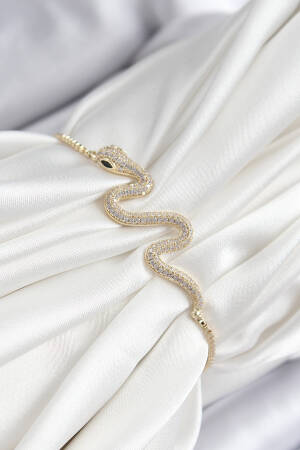 Brass Zircon Stone Snake Model Gold Color Elevator Women Bracelet - Brand: Ebijuteri - Women & Kids, Baby Clothes Wholesale - Globality Store