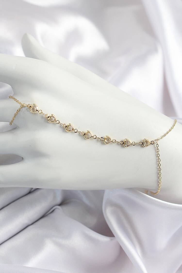Y Model Gold Color Women Shahmeran With Brass Heart Zircon Stone - Brand: Ebijuteri - Women & Kids, Baby Clothes Wholesale - Globality Store